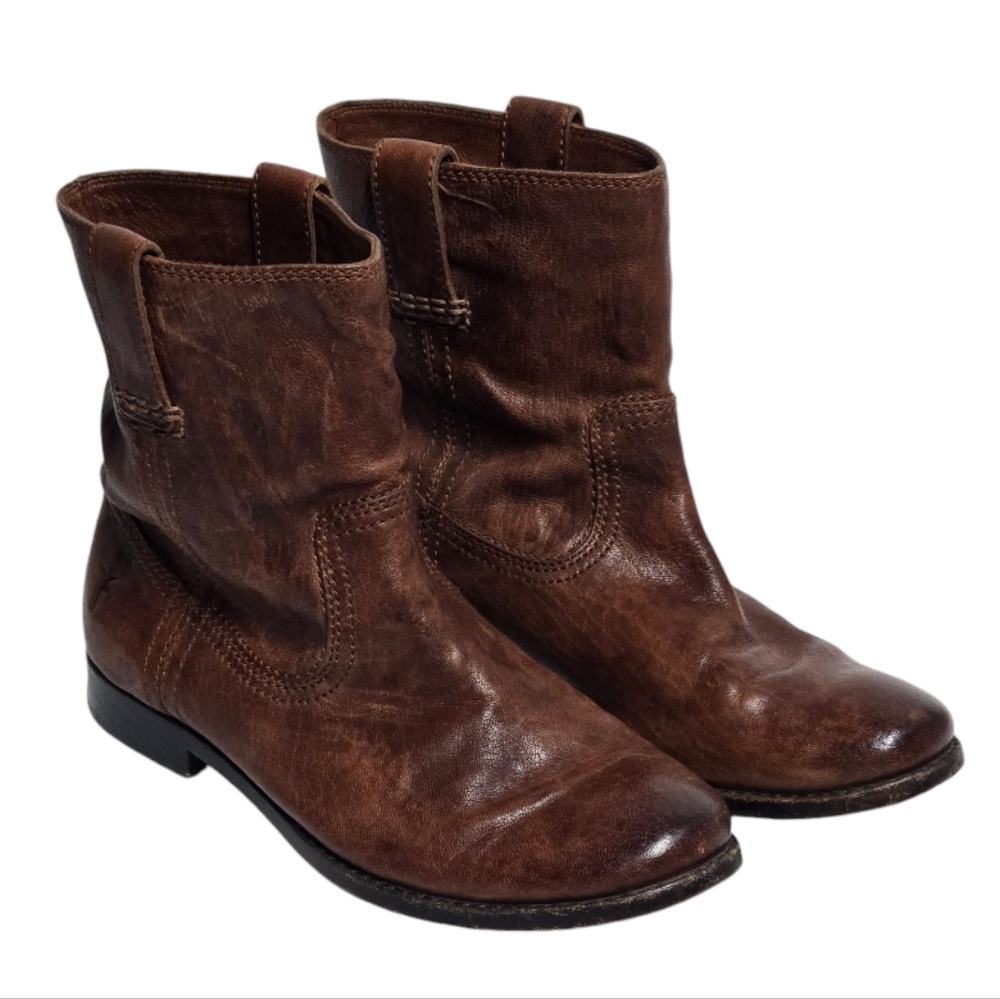 Frye Distressed Brown Ankle Booties